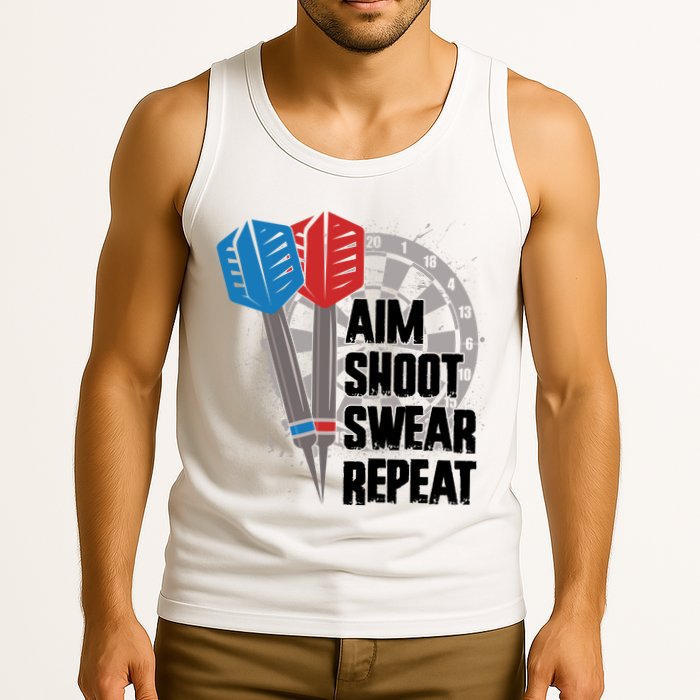 Aim Shoot Swear Repeat Dart Game Tank Top