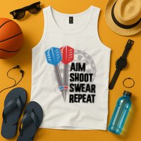 Aim Shoot Swear Repeat Dart Game Tank Top