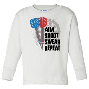 Aim Shoot Swear Repeat Dart Game Toddler Long Sleeve Shirt