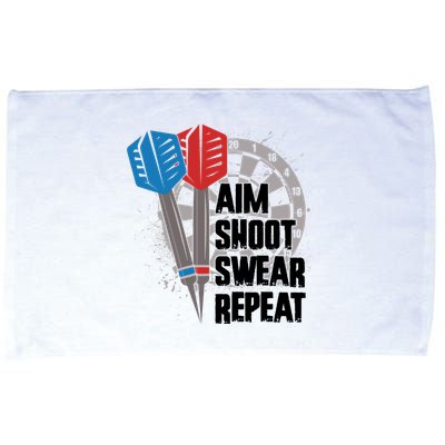 Aim Shoot Swear Repeat Dart Game Microfiber Hand Towel