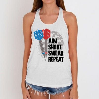 Aim Shoot Swear Repeat Dart Game Women's Knotted Racerback Tank