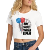 Aim Shoot Swear Repeat Dart Game Crop Top
