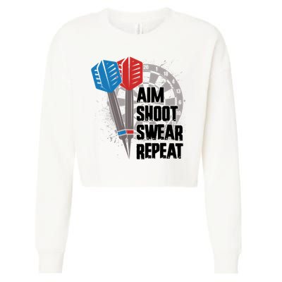 Aim Shoot Swear Repeat Dart Game Cropped Pullover Crew