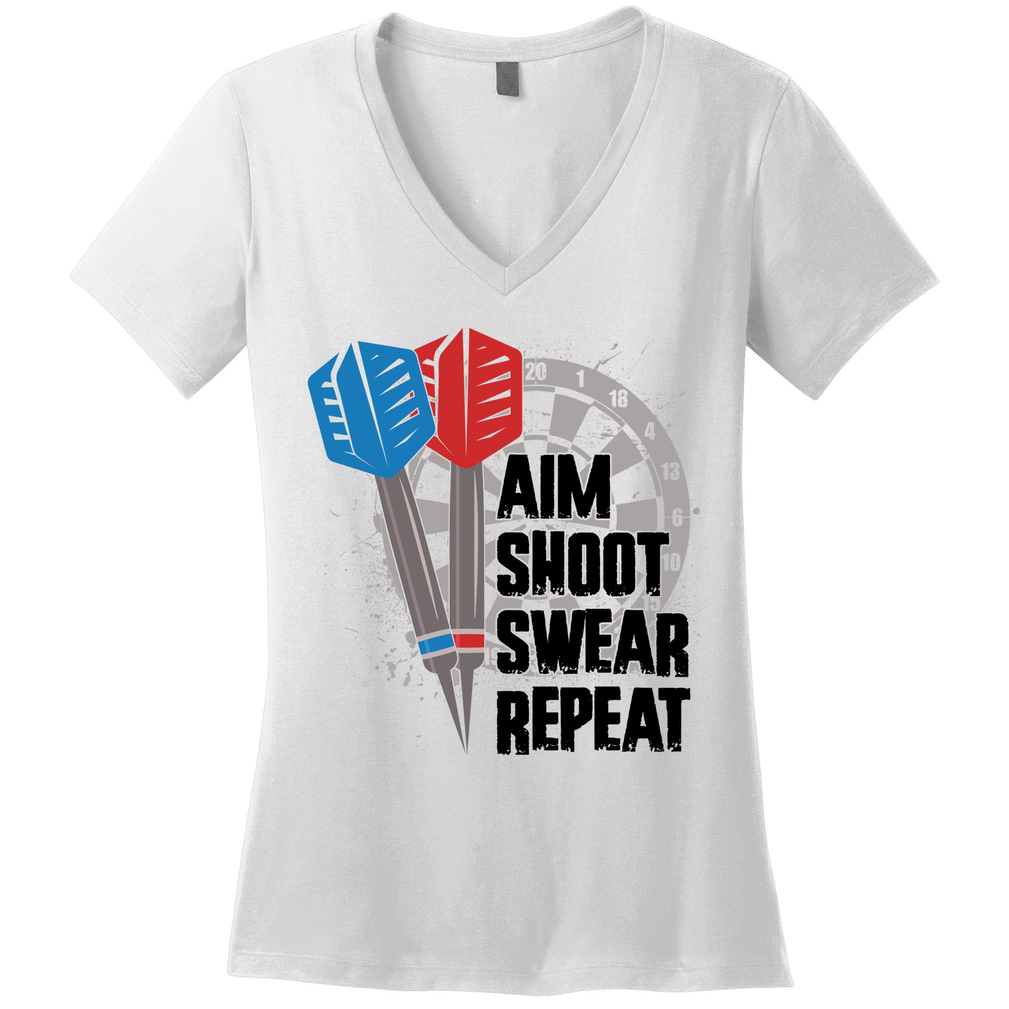 Aim Shoot Swear Repeat Dart Game Women's V-Neck T-Shirt
