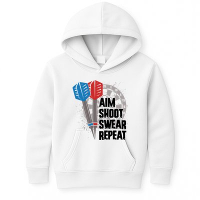 Aim Shoot Swear Repeat Dart Game Kids Hoodie
