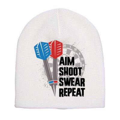 Aim Shoot Swear Repeat Dart Game Short Acrylic Beanie