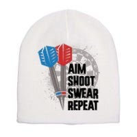 Aim Shoot Swear Repeat Dart Game Short Acrylic Beanie