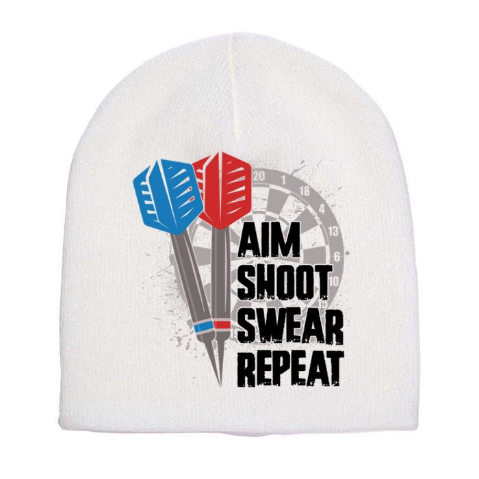 Aim Shoot Swear Repeat Dart Game Short Acrylic Beanie