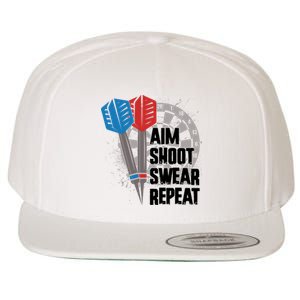 Aim Shoot Swear Repeat Dart Game Wool Snapback Cap