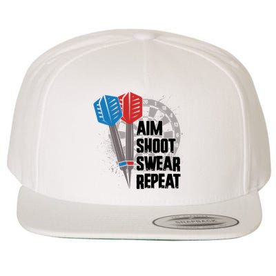 Aim Shoot Swear Repeat Dart Game Wool Snapback Cap