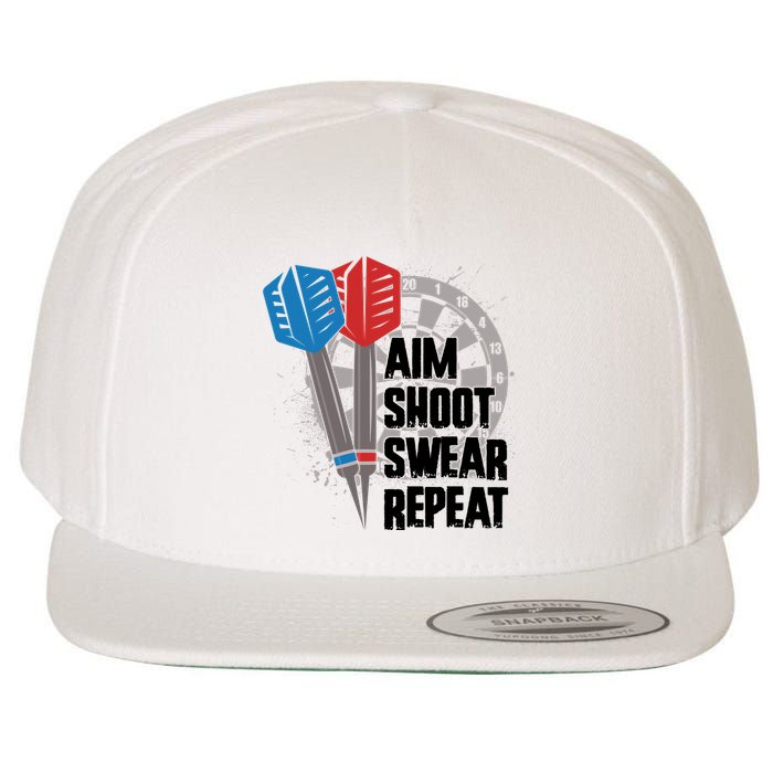Aim Shoot Swear Repeat Dart Game Wool Snapback Cap