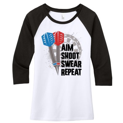 Aim Shoot Swear Repeat Dart Game Women's Tri-Blend 3/4-Sleeve Raglan Shirt