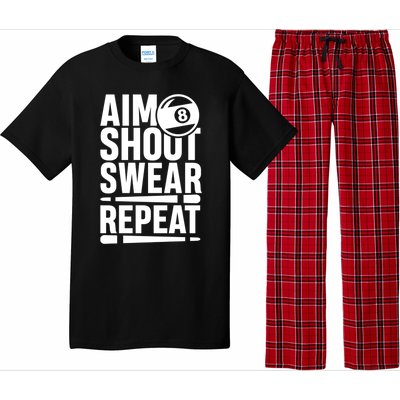 Aim Shoot Swear Repeat 8 Pool Billiard Sport Game Gift Pajama Set