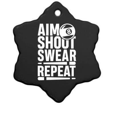 Aim Shoot Swear Repeat 8 Pool Billiard Sport Game Gift Ceramic Star Ornament