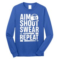 Aim Shoot Swear Repeat 8 Pool Billiard Sport Game Gift Long Sleeve Shirt