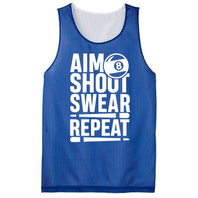 Aim Shoot Swear Repeat 8 Pool Billiard Sport Game Gift Mesh Reversible Basketball Jersey Tank