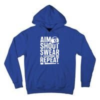 Aim Shoot Swear Repeat 8 Pool Billiard Sport Game Gift Tall Hoodie