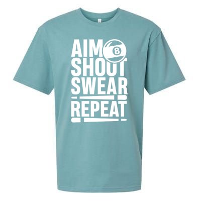 Aim Shoot Swear Repeat 8 Pool Billiard Sport Game Gift Sueded Cloud Jersey T-Shirt