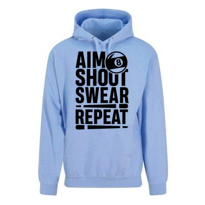 Aim Shoot Swear Repeat 8 Pool Billiard Sport Game Gift Unisex Surf Hoodie