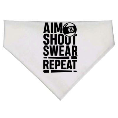 Aim Shoot Swear Repeat 8 Pool Billiard Sport Game Gift USA-Made Doggie Bandana