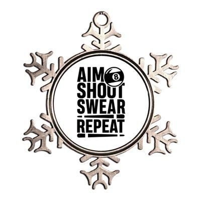 Aim Shoot Swear Repeat 8 Pool Billiard Sport Game Gift Metallic Star Ornament