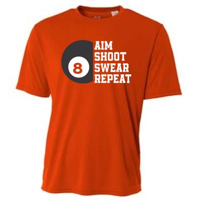 Aim Shoot Swear Repeat Funny Billiard Pool Billiards Snooker Cool Gift Cooling Performance Crew T-Shirt