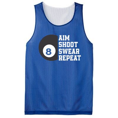 Aim Shoot Swear Repeat Funny Billiard Pool Billiards Snooker Cool Gift Mesh Reversible Basketball Jersey Tank