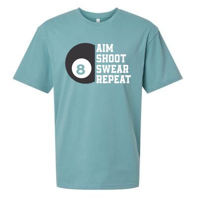 Aim Shoot Swear Repeat Funny Billiard Pool Billiards Snooker Cool Gift Sueded Cloud Jersey T-Shirt