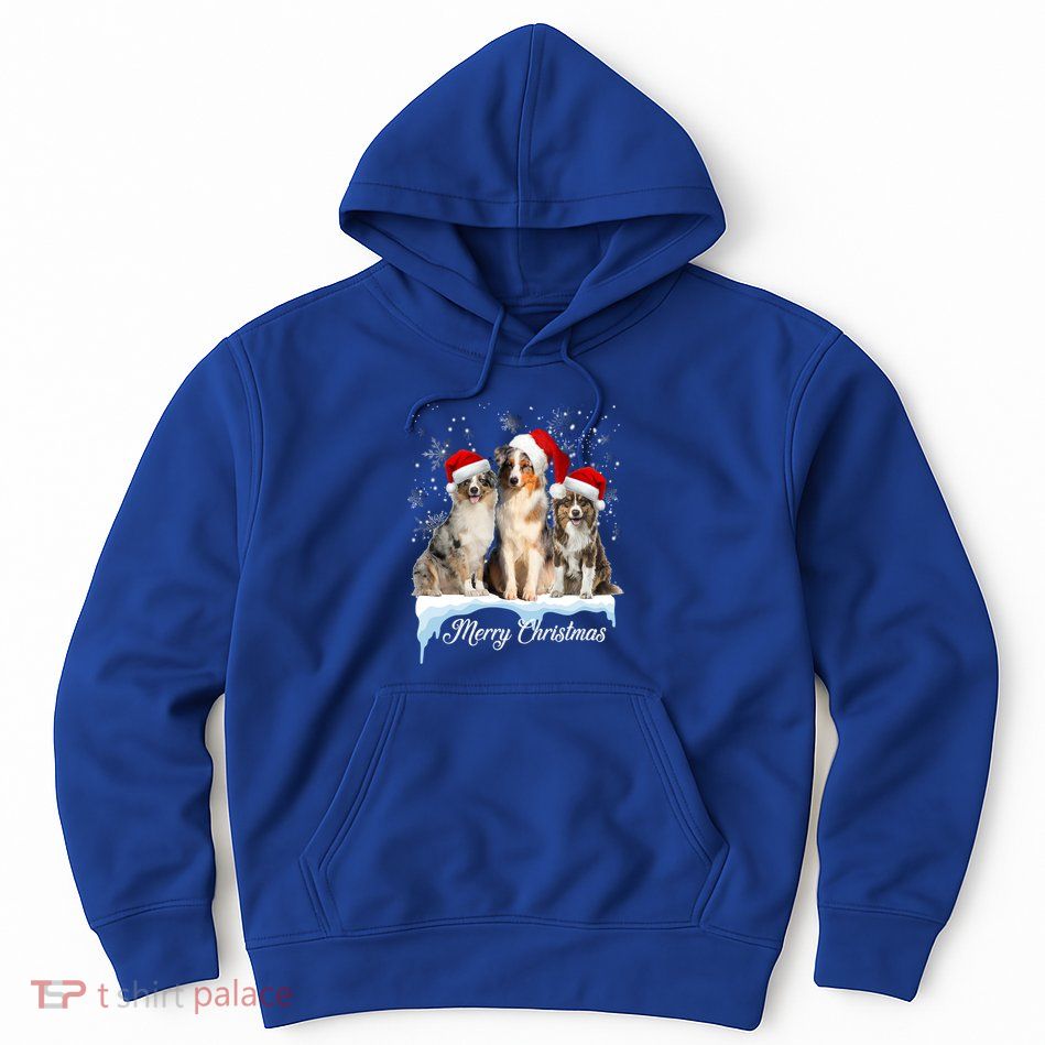 Australian Shepherd Santa Hat Funny Christmas Aussie Mom Gift Hoodie