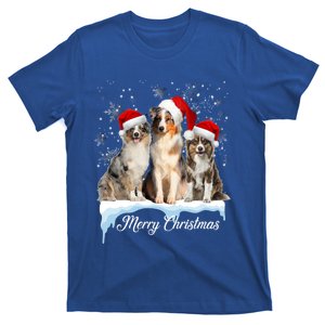 Australian Shepherd Santa Hat Funny Christmas Aussie Mom Gift T-Shirt