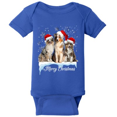 Australian Shepherd Santa Hat Funny Christmas Aussie Mom Gift Baby Bodysuit