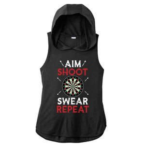 Aim Shoot Swear Repeat Bullseye Dartboard Team Funny Dart Cool Gift Ladies PosiCharge Tri-Blend Wicking Draft Hoodie Tank