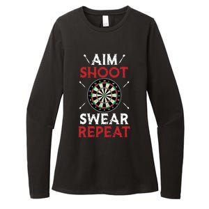 Aim Shoot Swear Repeat Bullseye Dartboard Team Funny Dart Cool Gift Womens CVC Long Sleeve Shirt