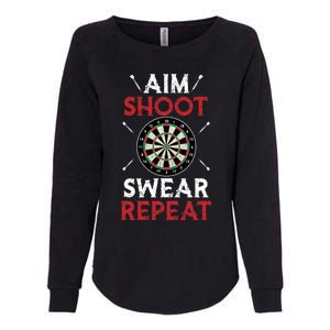 Aim Shoot Swear Repeat Bullseye Dartboard Team Funny Dart Cool Gift Womens California Wash Sweatshirt