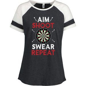 Aim Shoot Swear Repeat Bullseye Dartboard Team Funny Dart Cool Gift Enza Ladies Jersey Colorblock Tee