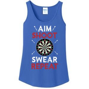 Aim Shoot Swear Repeat Bullseye Dartboard Team Funny Dart Cool Gift Ladies Essential Tank