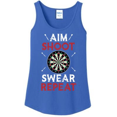 Aim Shoot Swear Repeat Bullseye Dartboard Team Funny Dart Cool Gift Ladies Essential Tank