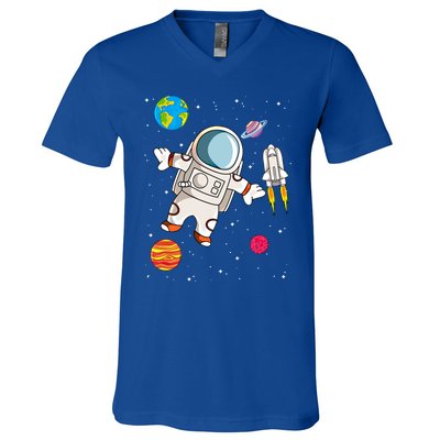 Astronaut Space Science Rocket Ship Gift V-Neck T-Shirt