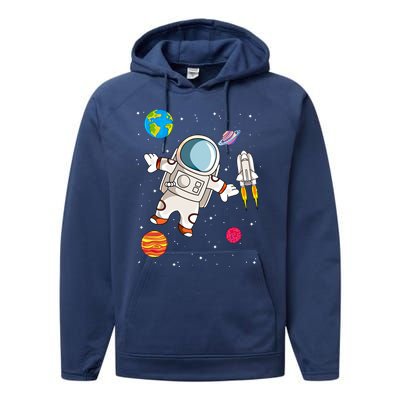 Astronaut Space Science Rocket Ship Gift Performance Fleece Hoodie