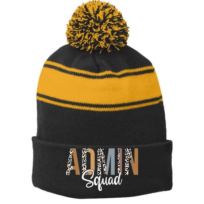 Admin Squad School Admin Assistant Principal Administrator Stripe Pom Pom Beanie