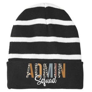 Admin Squad School Admin Assistant Principal Administrator Striped Beanie with Solid Band