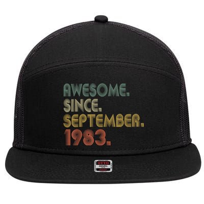 Awesome Since September 1983 40th Birthday Gifts 40 Year Old 7 Panel Mesh Trucker Snapback Hat