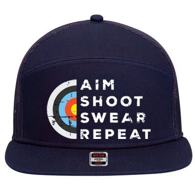 Aim Shoot Swear Repeat Archery Costume Archer Gift Archery 7 Panel Mesh Trucker Snapback Hat