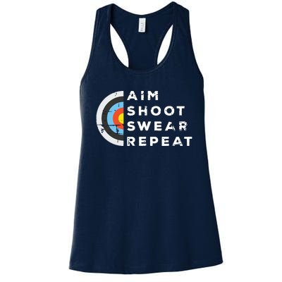 Aim Shoot Swear Repeat Archery Costume Archer Gift Archery Women's Racerback Tank