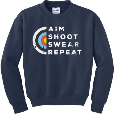 Aim Shoot Swear Repeat Archery Costume Archer Gift Archery Kids Sweatshirt