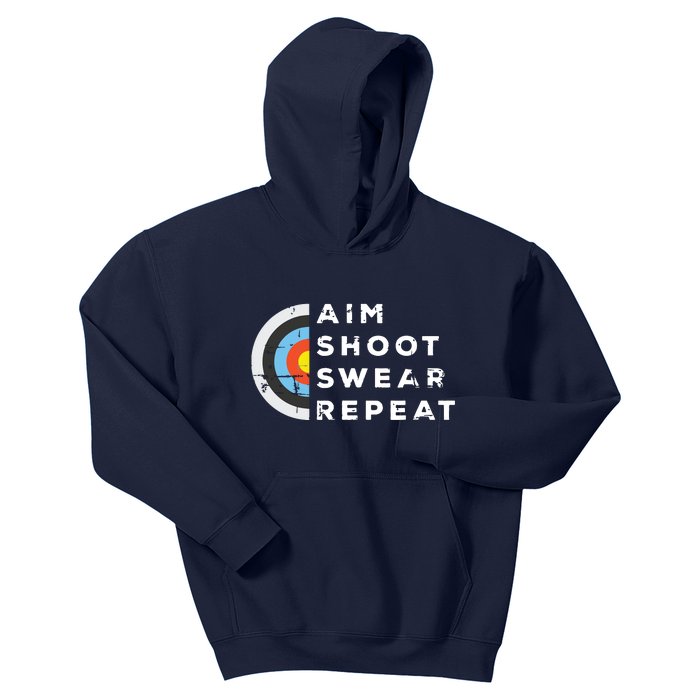 Aim Shoot Swear Repeat Archery Costume Archer Gift Archery Kids Hoodie