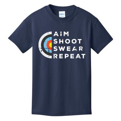 Aim Shoot Swear Repeat Archery Costume Archer Gift Archery Kids T-Shirt