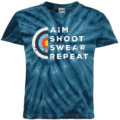 Aim Shoot Swear Repeat Archery Costume Archer Gift Archery Kids Tie-Dye T-Shirt