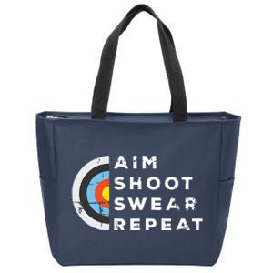 Aim Shoot Swear Repeat Archery Costume Archer Gift Archery Zip Tote Bag