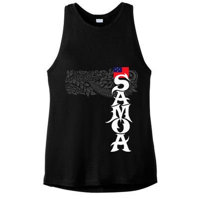American Samoa Samoa Island Polynesian Samoan Ladies PosiCharge Tri-Blend Wicking Tank